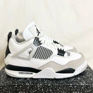 Air Jordan 4 Military Black Retro Mens White Sneakers